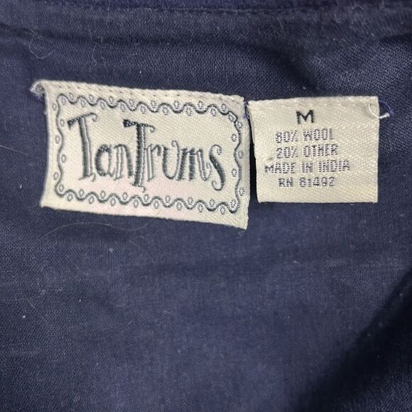 Vintage Tantrums Wool Navy Embroidered Vest Medium - Picture 8 of 8